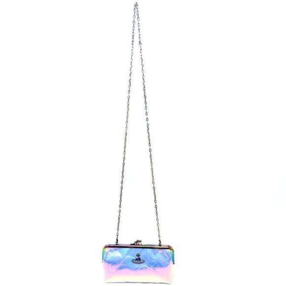 NWT Vivienne Westwood Archive Orb Double Frame Iridescent Pink Crossbody Purse - Picture 3 of 14